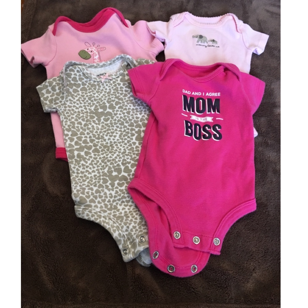 Lot of four newborn girl onesies